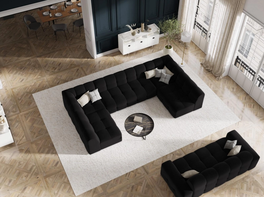 
3-Sitzer Design Sofa „Kendal“ - Strukturstoff Hellgrau