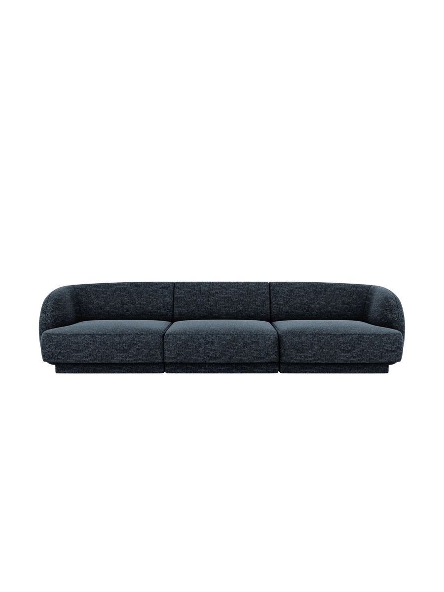 
Modulares Design Sofa „Miley“ (3-Sitzer) - Chenille Dunkelblau