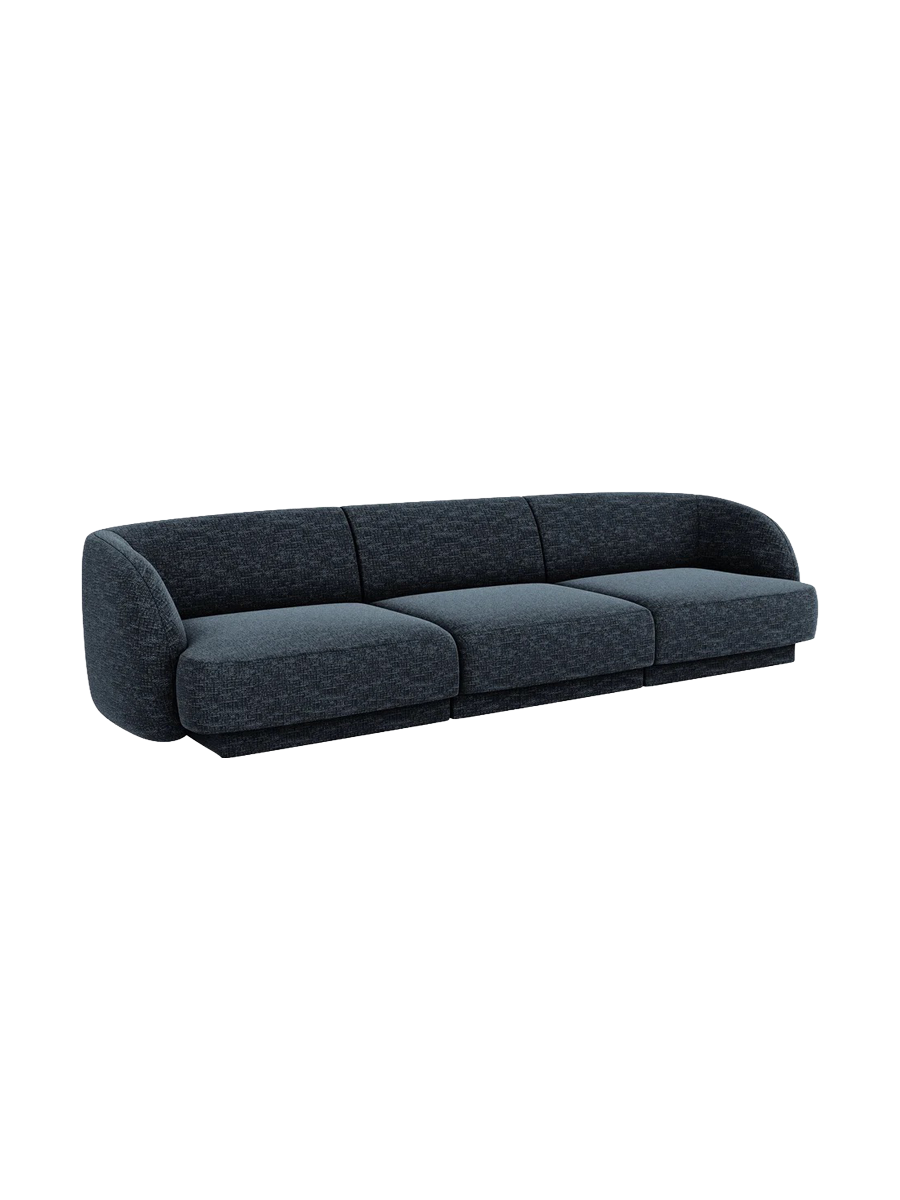 
Modulares Design Sofa „Miley“ (3-Sitzer) - Chenille Dunkelblau
