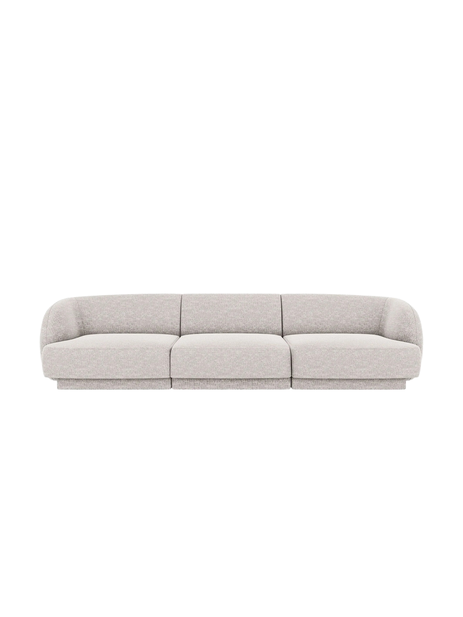 
Modulares Design Sofa „Miley“ (3-Sitzer) - Chenille Hellgrau