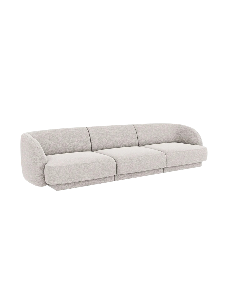 
Modulares Design Sofa „Miley“ (3-Sitzer) - Chenille Hellgrau