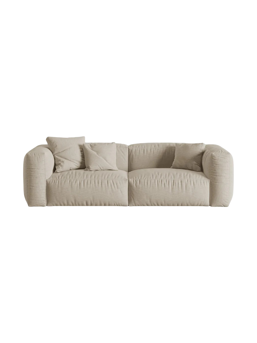 
Modular 3-Seater Design Sofa "Martina" - Structured Fabric Light Beige / Seat depth 76 cm