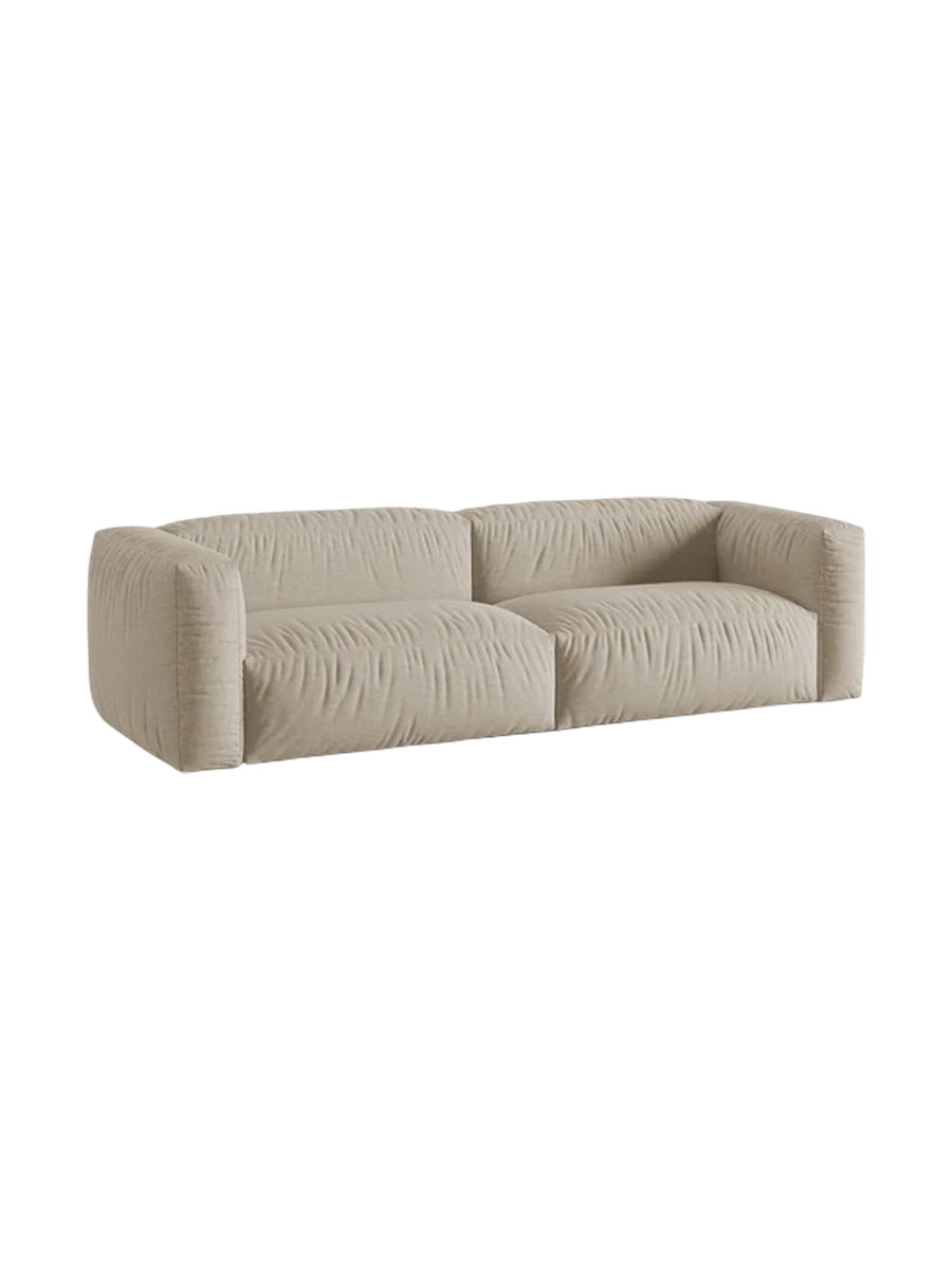 
Modular 3-Seater Design Sofa "Martina" - Structured Fabric Light Beige / Seat depth 76 cm
