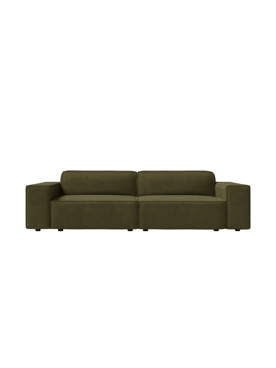 
3-Sitzer Design Sofa „Jodie“ - Samtbezug Khaki