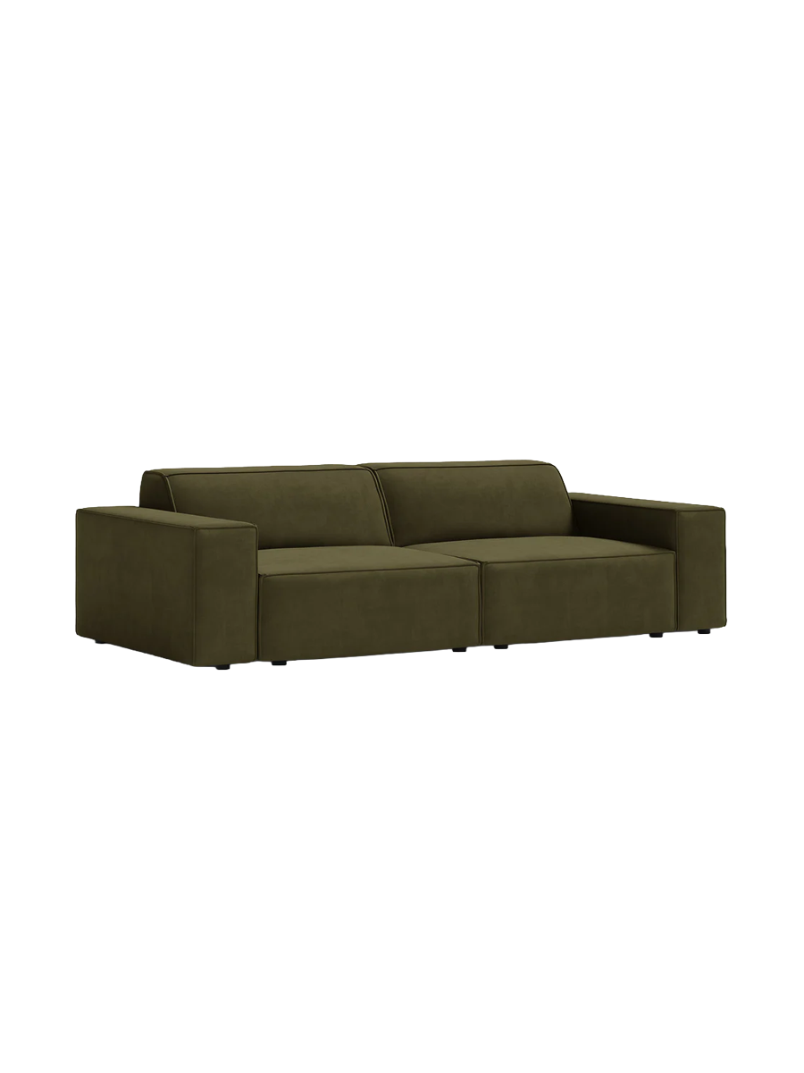 
3-Sitzer Design Sofa „Jodie“ - Samtbezug Khaki