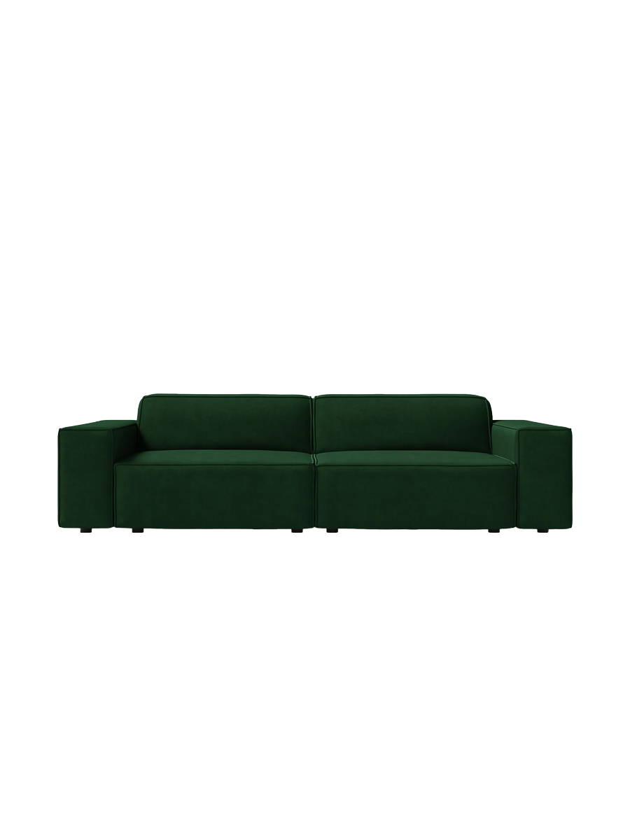 
3-Sitzer Design Sofa „Jodie“ - Samtbezug Smaragdgrün