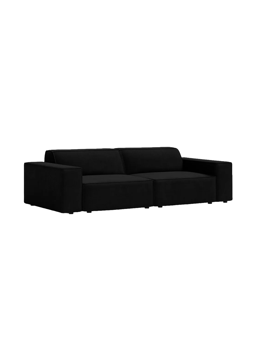 
3-Sitzer Design Sofa „Jodie“ - Samtbezug Schwarz