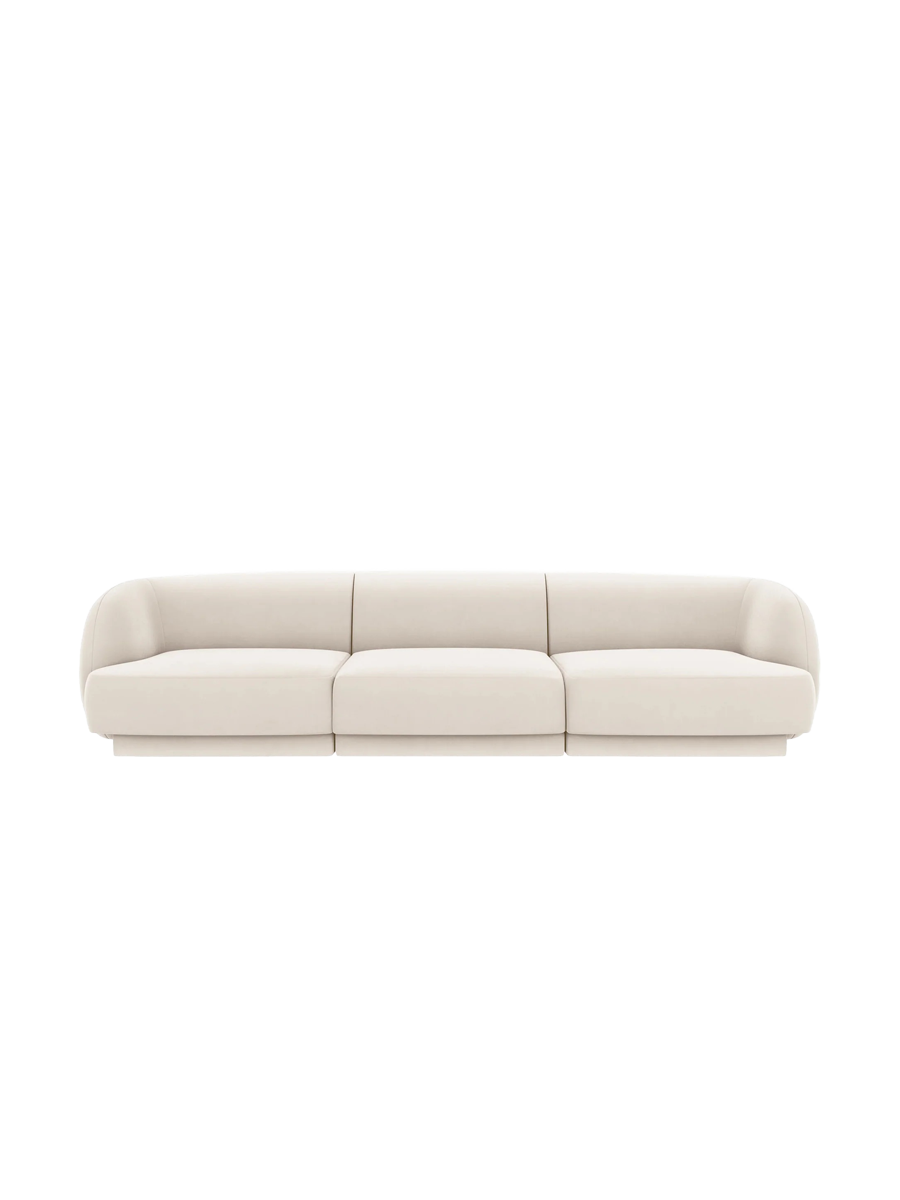 
Modulares Design Sofa „Miley“ (3-Sitzer) - Samt Light Beige