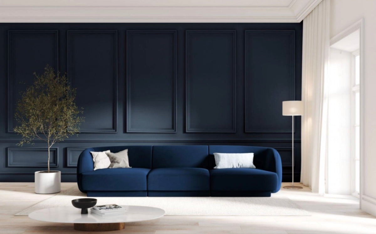 
Modulares Design Sofa „Miley“ (3-Sitzer) - Samt Königsblau