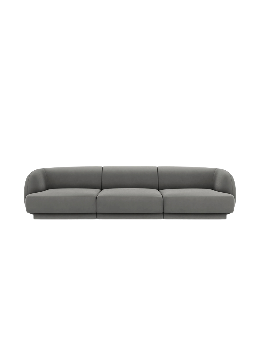 
Modulares Design Sofa „Miley“ (3-Sitzer) - Samt Hellgrau
