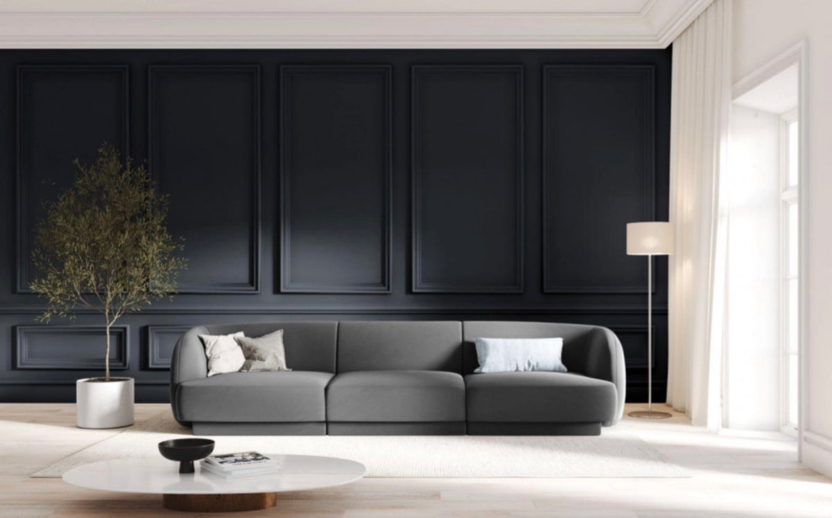 
Modulares Design Sofa „Miley“ (3-Sitzer) - Samt Grau