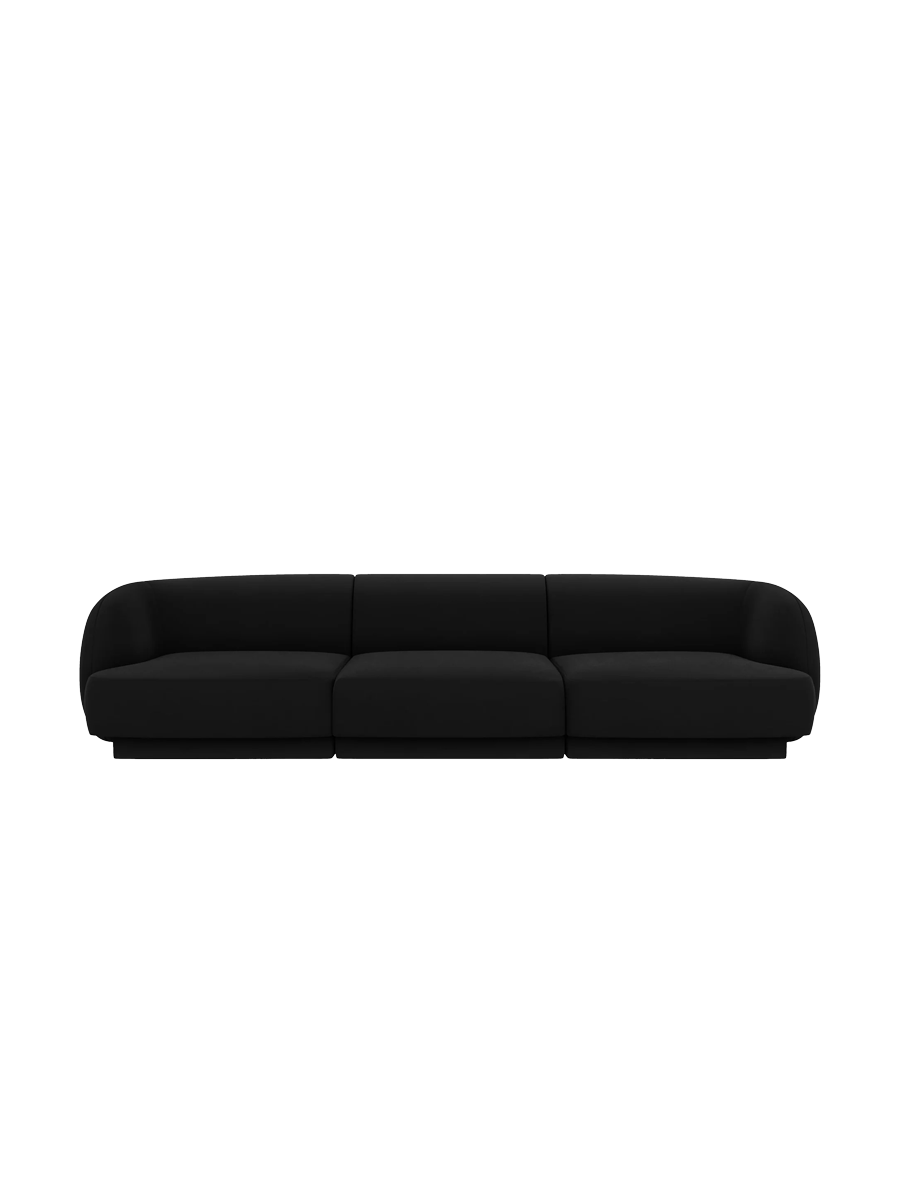
Modulares Design Sofa „Miley“ (3-Sitzer) - Samt Schwarz