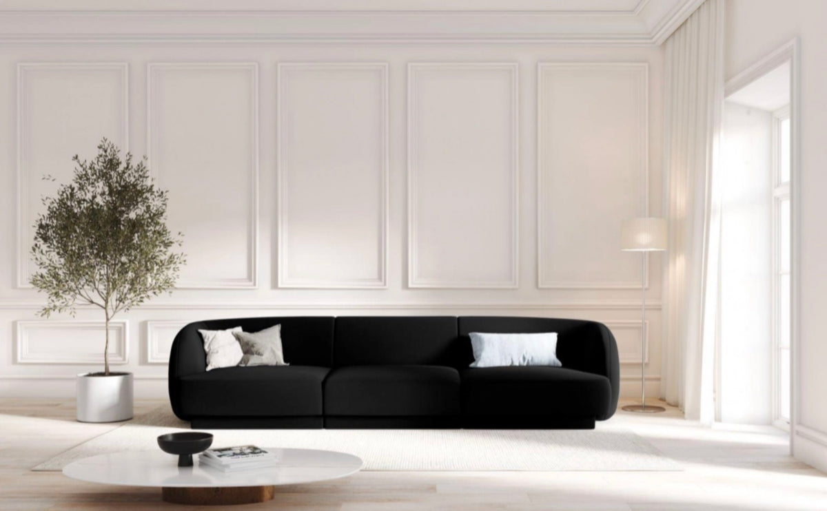 
Modulares Design Sofa „Miley“ (3-Sitzer) - Samt Schwarz