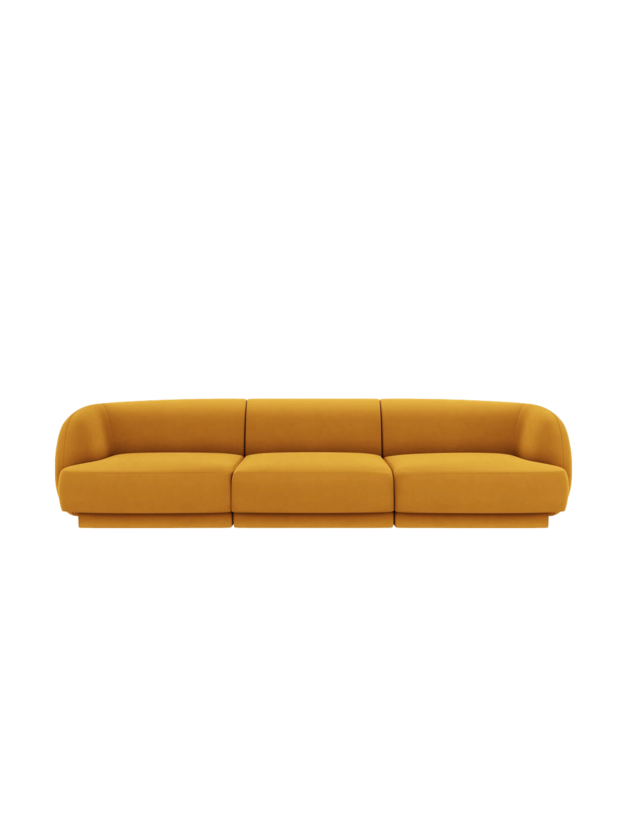 
Modulares Design Sofa „Miley“ (3-Sitzer) - Samt Senfgelb