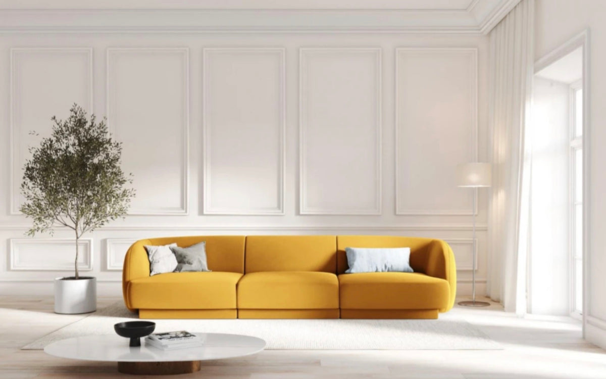 
Modulares Design Sofa „Miley“ (3-Sitzer) - Samt Senfgelb