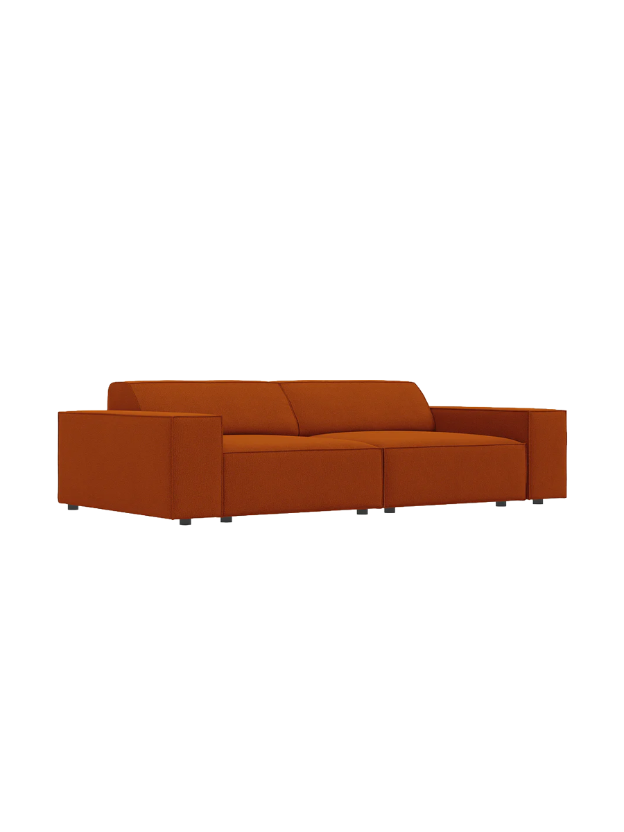
3-Sitzer Design Sofa „Jodie“ - Strukturstoff Terrakotta