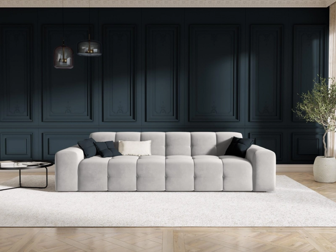 
4-Sitzer Design Sofa „Kendal“ - Samt Hellgrau