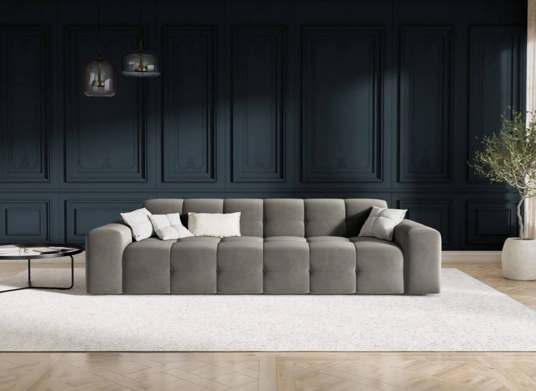 
4-Sitzer Design Sofa „Kendal“ - Samt Dunkelgrau