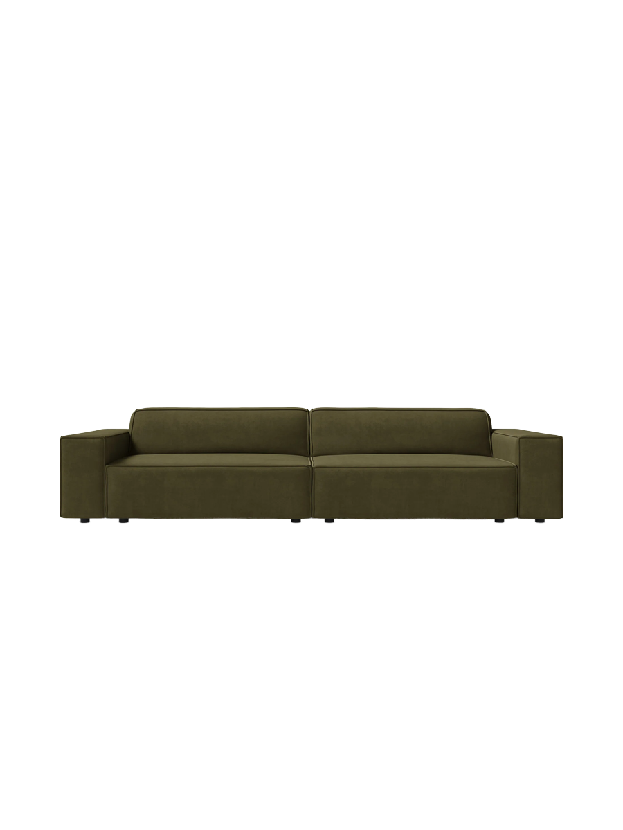 
4-Sitzer Design Sofa „Jodie“ - Samtbezug Khaki