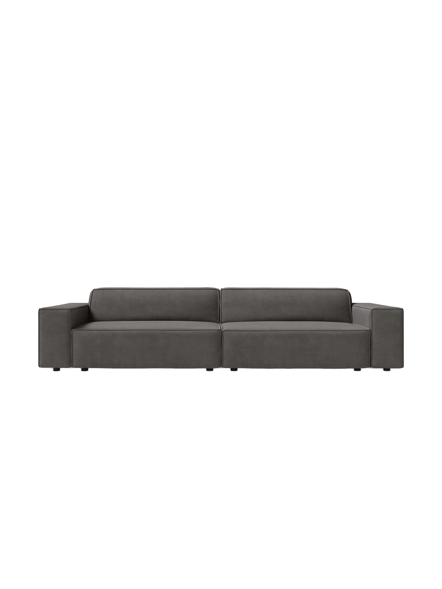 
4-Sitzer Design Sofa „Jodie“ - Samtbezug Hellgrau