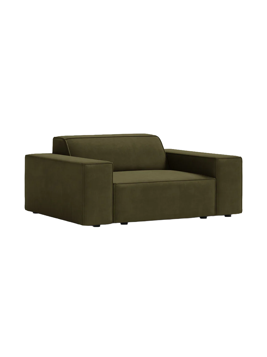 
Fauteuil design « Jodie » - Housse en velours kaki