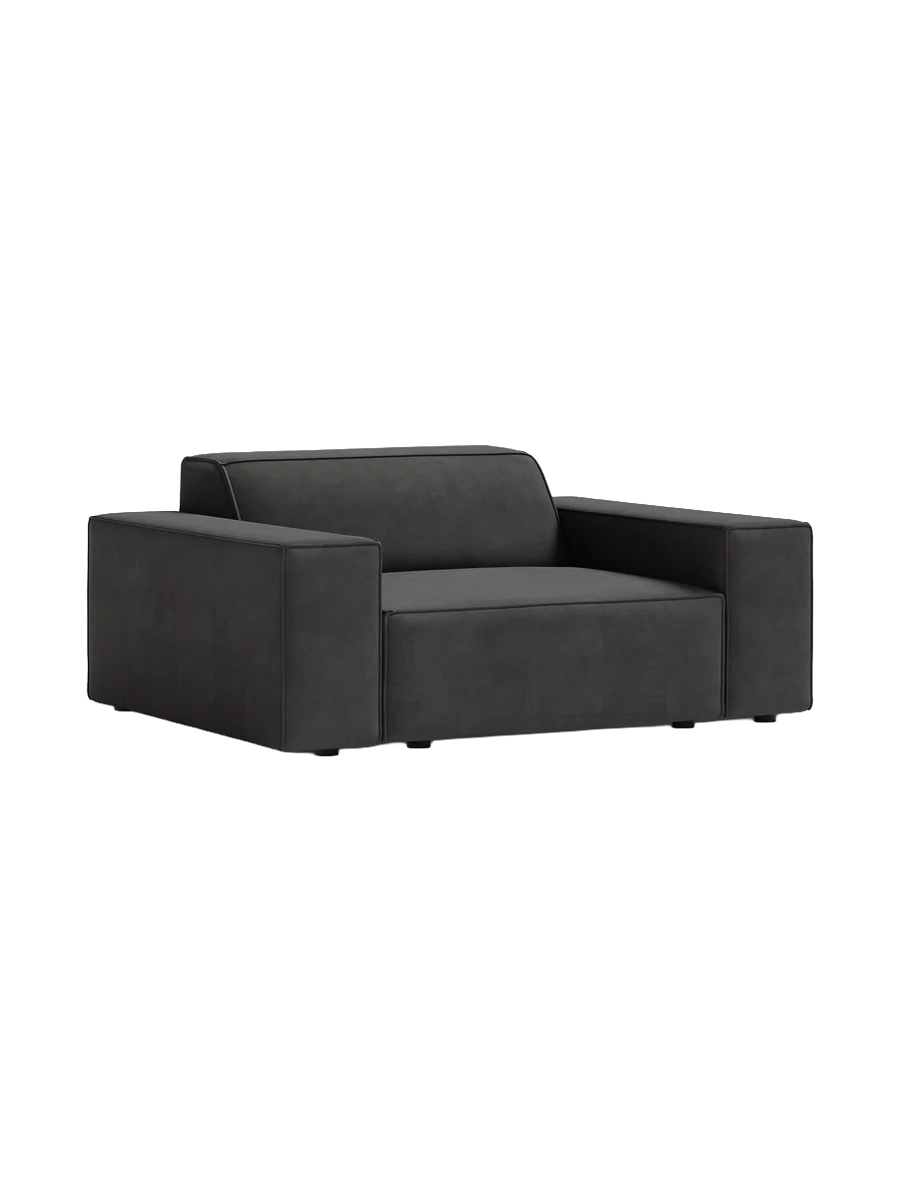 
Fauteuil design « Jodie » - Revêtement velours gris