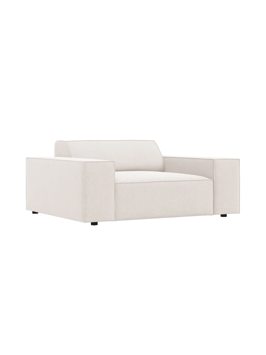 
Fauteuil design « Jodie » - Tissu texturé beige doux