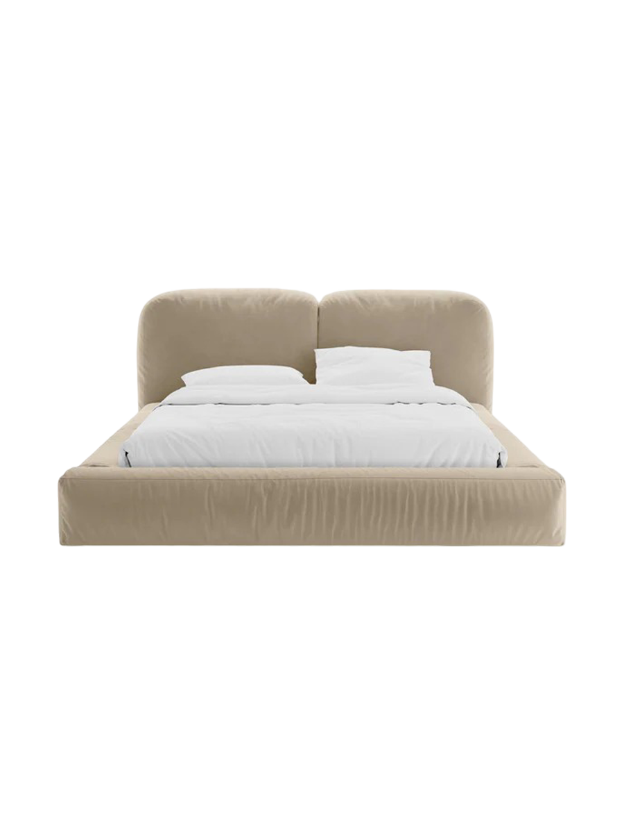 
Designer Upholstered Bed "Martina" with Storage Compartment, Light Beige Velvet - 140 x 200 cm