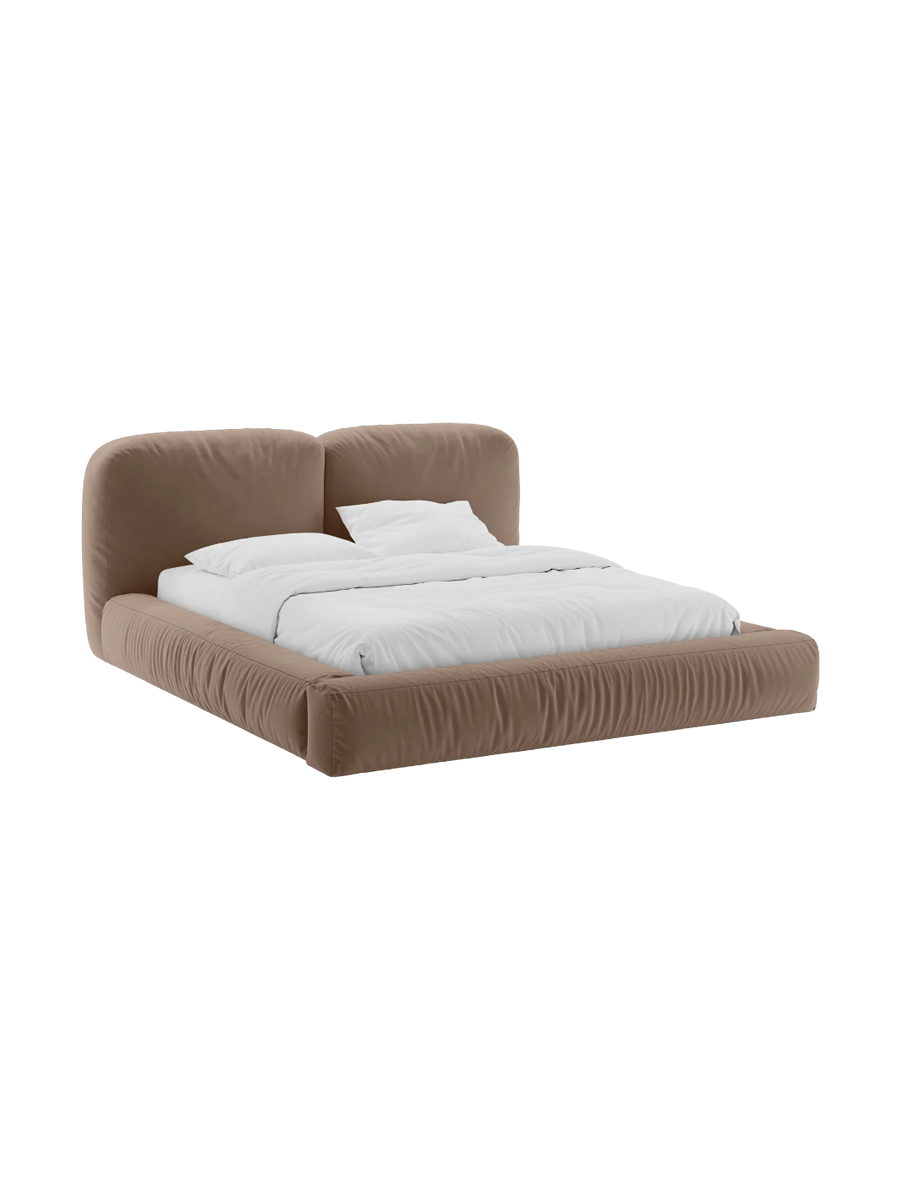 
Designer upholstered bed "Martina" with storage compartment, dark beige velvet - 140 x 200 cm