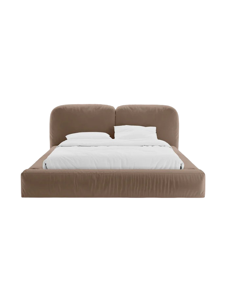 
Designer upholstered bed "Martina" with storage compartment, dark beige velvet - 140 x 200 cm
