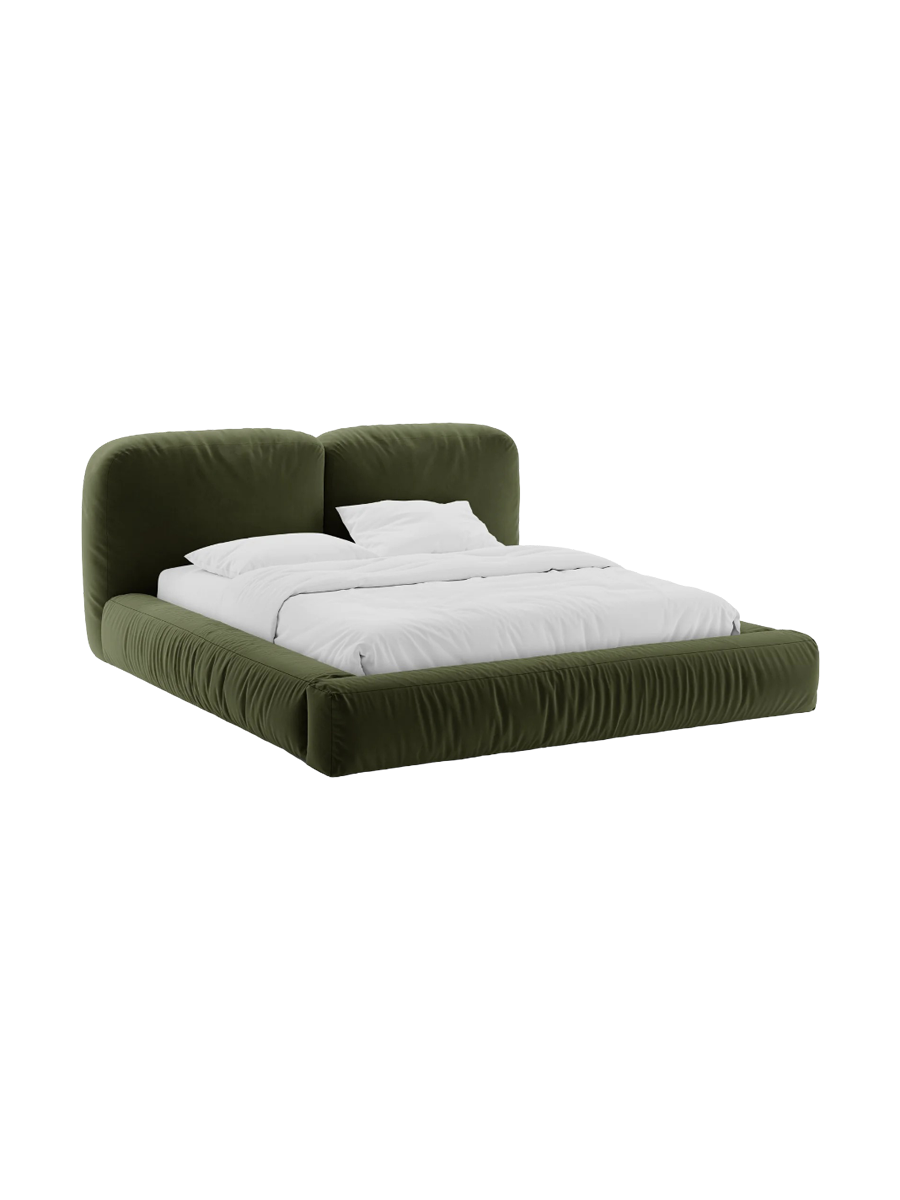 
Designer Upholstered Bed "Martina" with Storage Compartment, Velvet Green - 140 x 200 cm