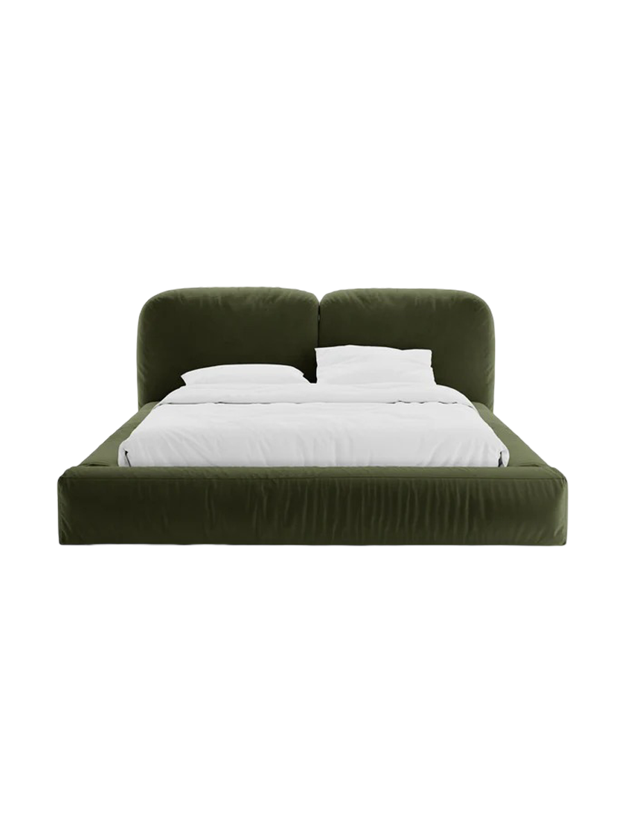 
Designer Upholstered Bed "Martina" with Storage Compartment, Velvet Green - 140 x 200 cm
