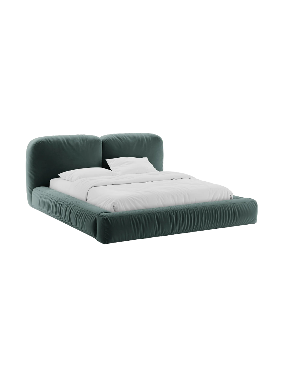 
Designer Upholstered Bed "Martina" with Storage Compartment, Velvet Petrol - 140 x 200 cm