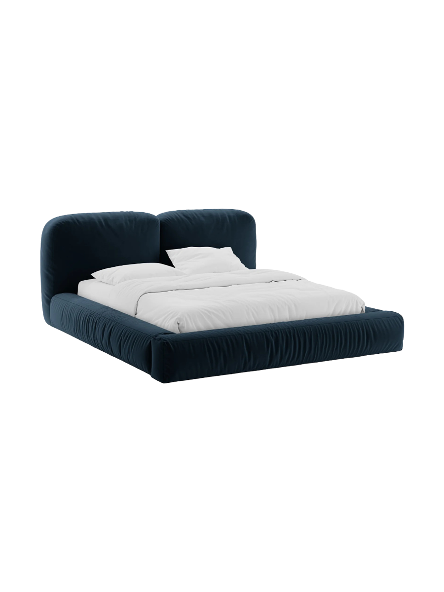 
Designer Upholstered Bed "Martina" with Storage Compartment, Dark Petrol Velvet - 140 x 200 cm