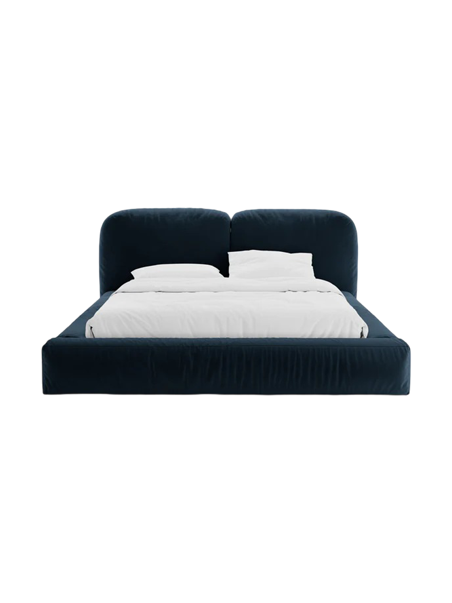 
Designer Upholstered Bed "Martina" with Storage Compartment, Dark Petrol Velvet - 140 x 200 cm
