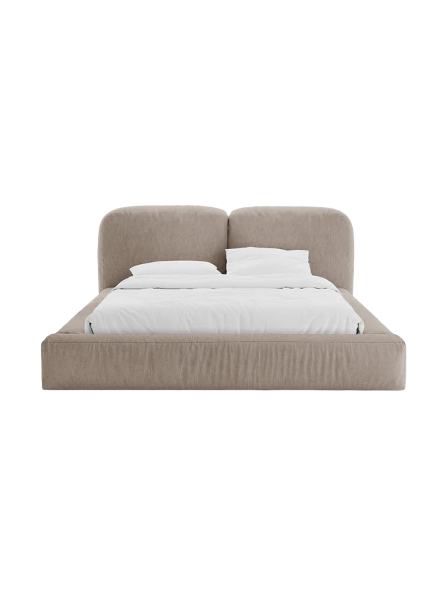 
Designer Upholstered Bed "Martina" with Storage Compartment, Structured Fabric Moss Green - 140 x 200 cm