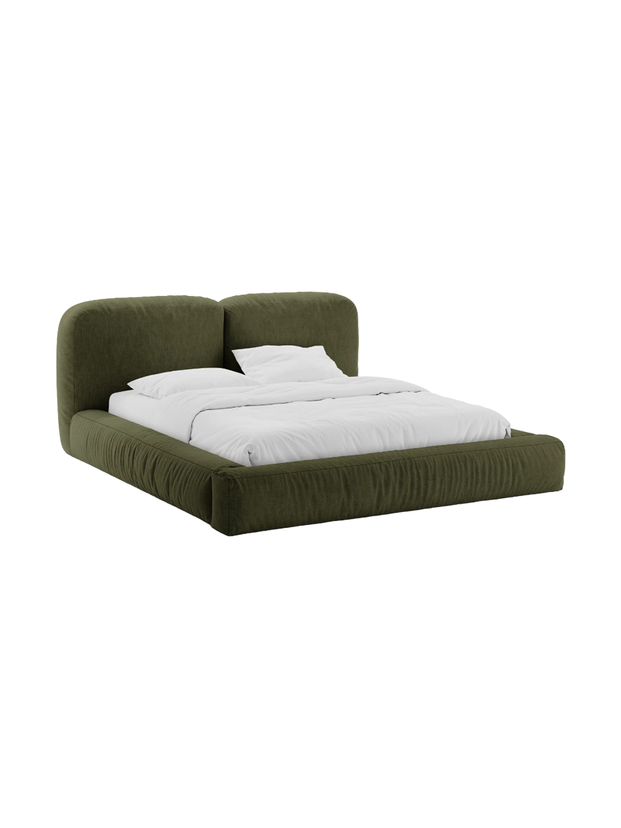 
Designer upholstered bed "Martina" with storage compartment, light gray structural fabric - 140 x 200 cm