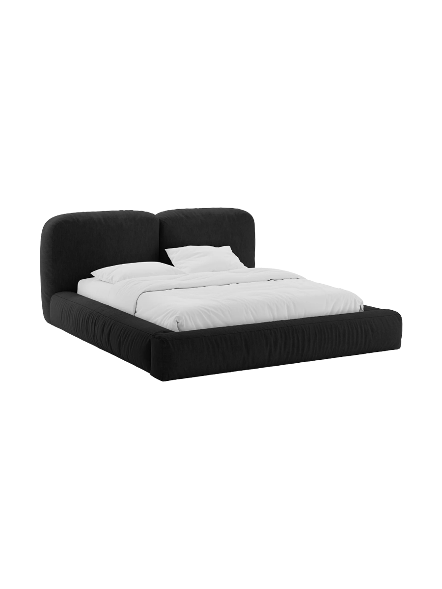 
Designer Upholstered Bed "Martina" with Storage Compartment, Dark Beige Textured Fabric - 140 x 200 cm