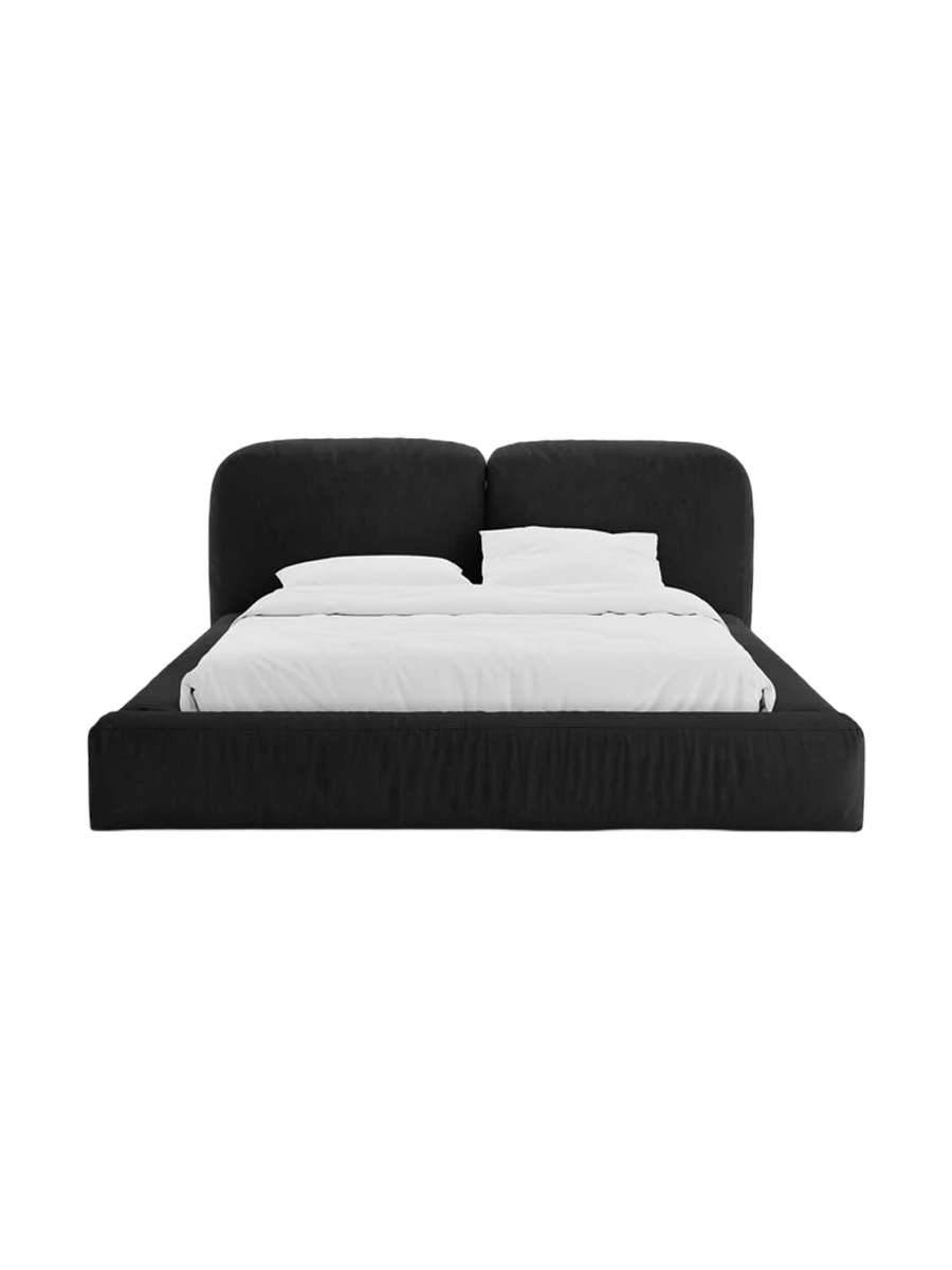 
Designer Upholstered Bed "Martina" with Storage Compartment, Dark Beige Textured Fabric - 140 x 200 cm