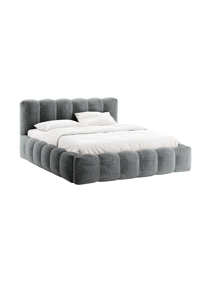 
Design Polsterbett „Lupine“ mit Ablagefach - Chenille Platinum - Liegefläche 140 x 200 cm