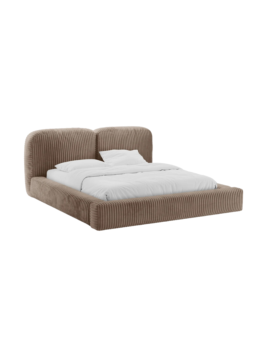 
Designer Upholstered Bed "Martina" with Storage Compartment, Bouclé Silver - 140 x 200 cm