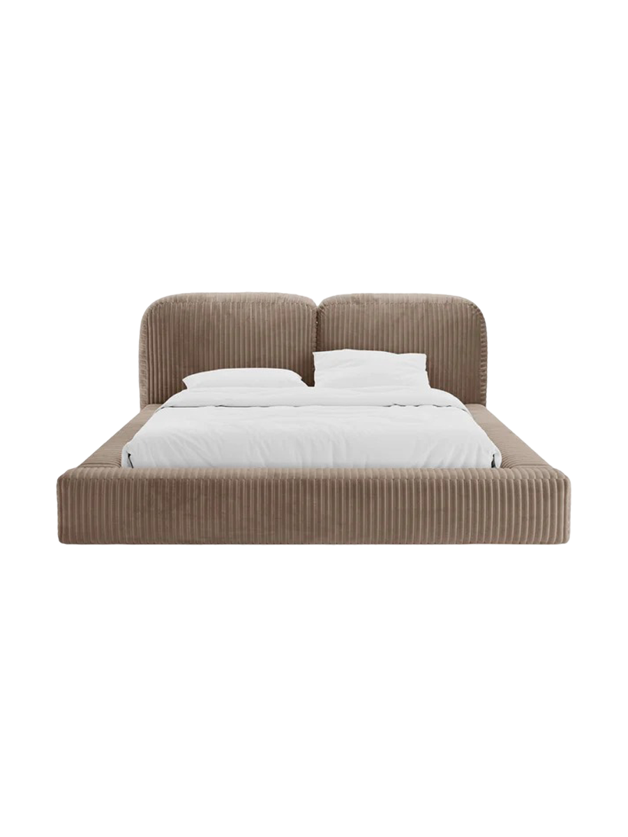 
Designer Upholstered Bed "Martina" with Storage Compartment, Bouclé Silver - 140 x 200 cm