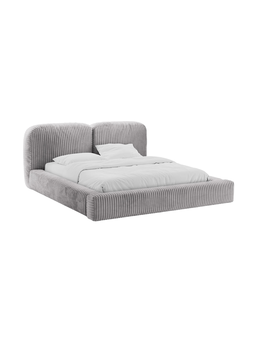
Designer Upholstered Bed "Martina" with Storage Compartment, Bouclé Graphite - 140 x 200 cm