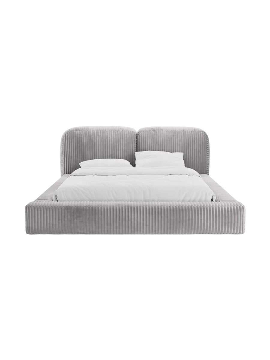 
Designer Upholstered Bed "Martina" with Storage Compartment, Bouclé Graphite - 140 x 200 cm