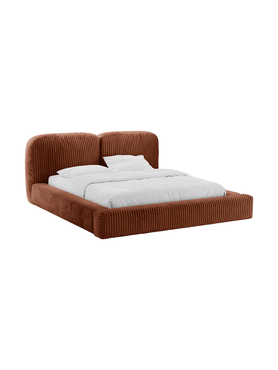 
Designer upholstered bed "Martina" with storage compartment, Bouclé Ivory - 140 x 200 cm
