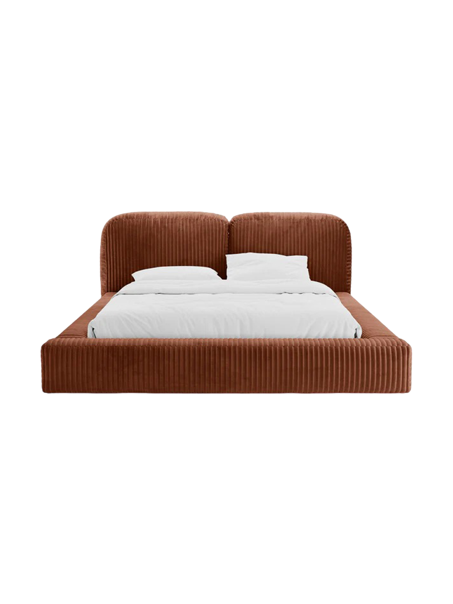
Designer upholstered bed "Martina" with storage compartment, Bouclé Ivory - 140 x 200 cm