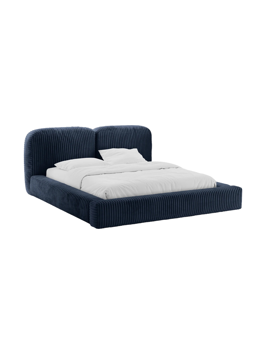 
"Martina" upholstered bed design with storage compartment, bouclé cappuccino - 140 x 200 cm