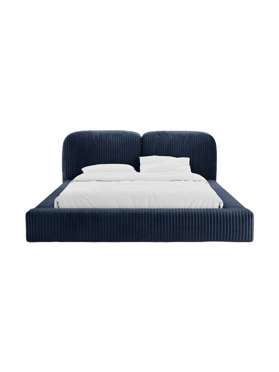 
"Martina" upholstered bed design with storage compartment, bouclé cappuccino - 140 x 200 cm