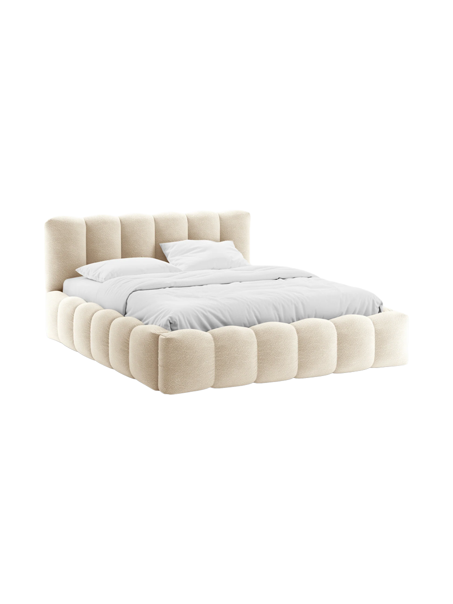 
Designer Upholstered Bed "Lupine" with Storage Compartment - Bouclé Beige - Sleeping area 160 x 200 cm