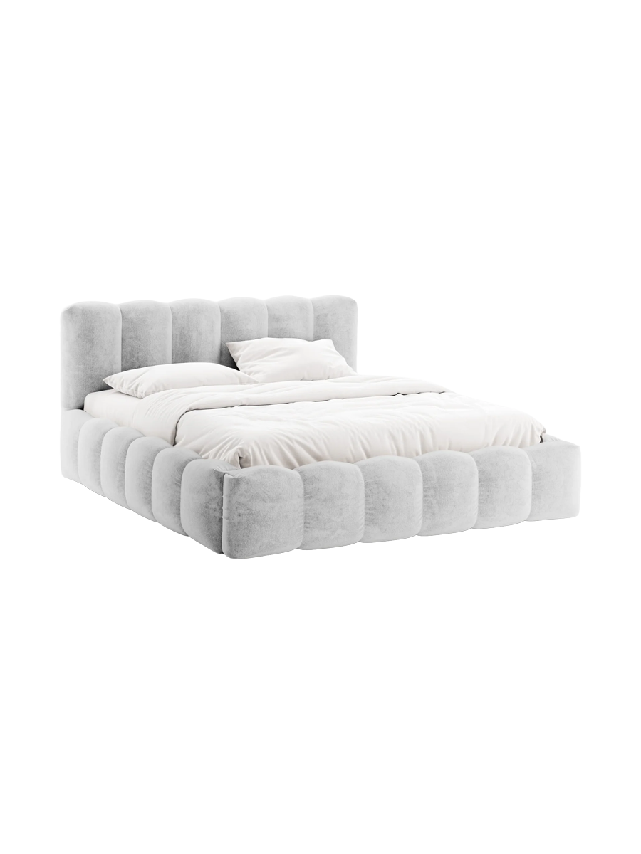 
Design Polsterbett „Lupine“ mit Ablagefach - Chenille Silver - Liegefläche 160 x 200 cm